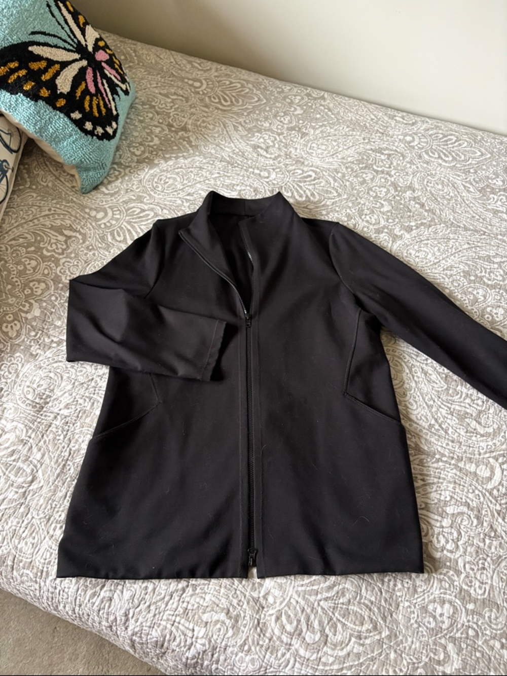 Eileen Fisher Black Zip-Front Blazer Jacket